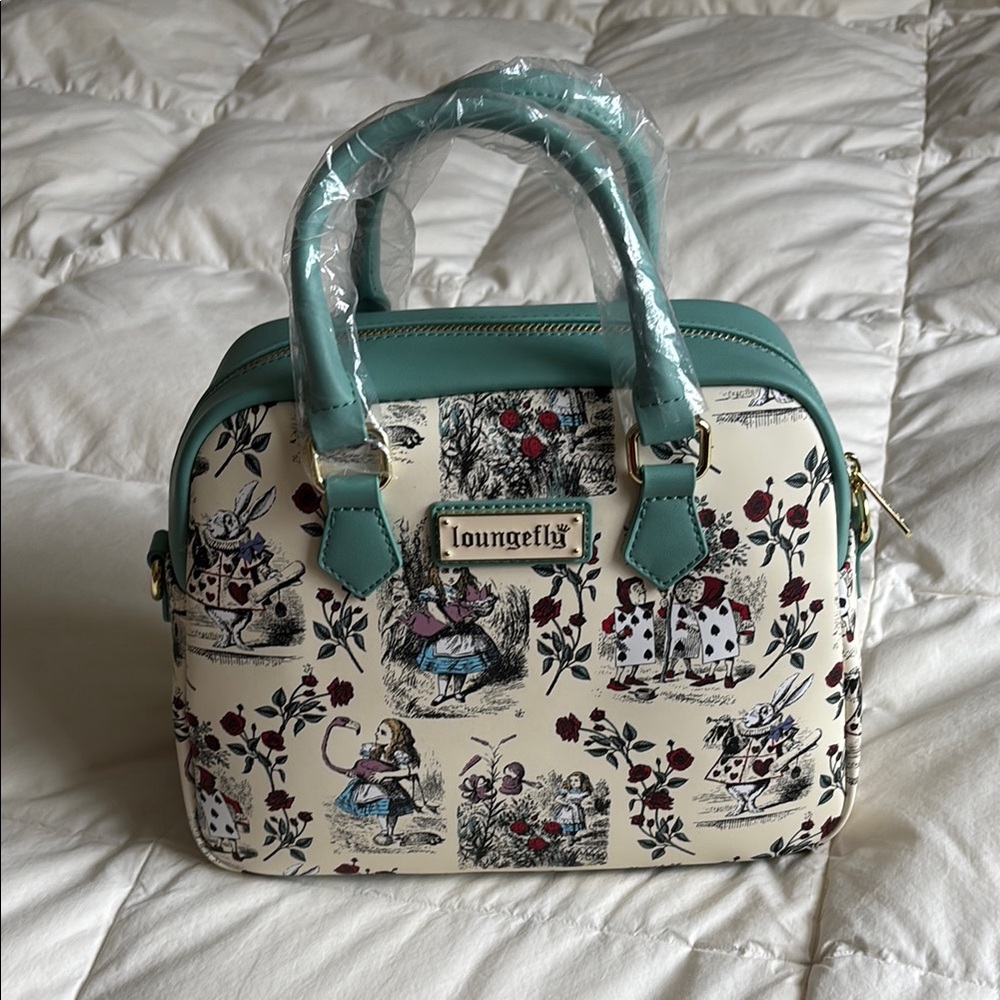 Loungefly Teal and Cream Alice in Wonderland Satchel